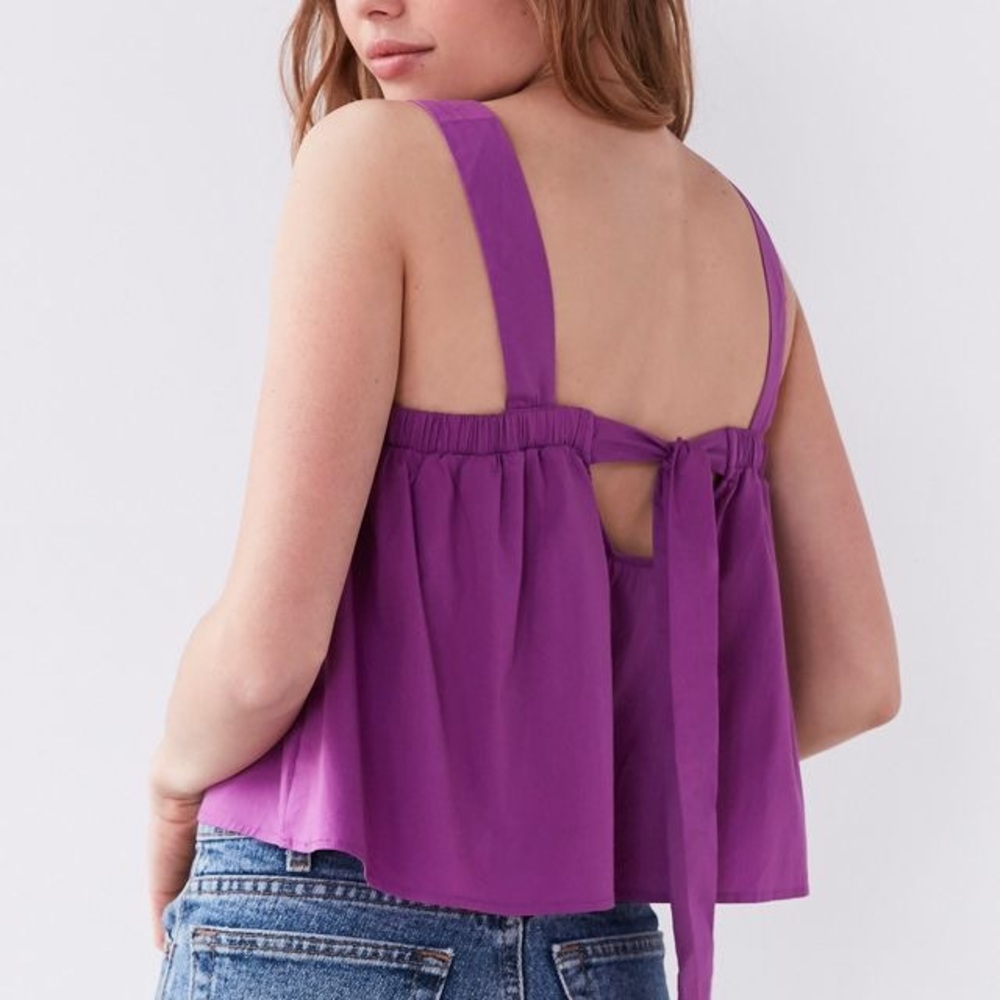 KIMICHI BLUE Purple Poplin Tie-Back Tank Top
